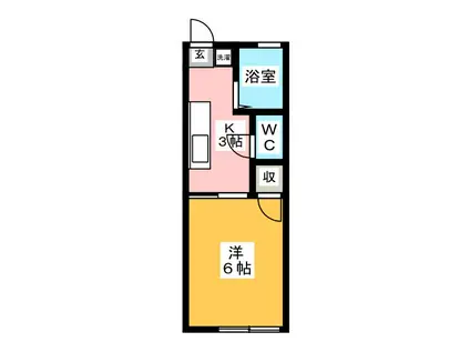東名ハイツA棟(1K/2階)の間取り写真