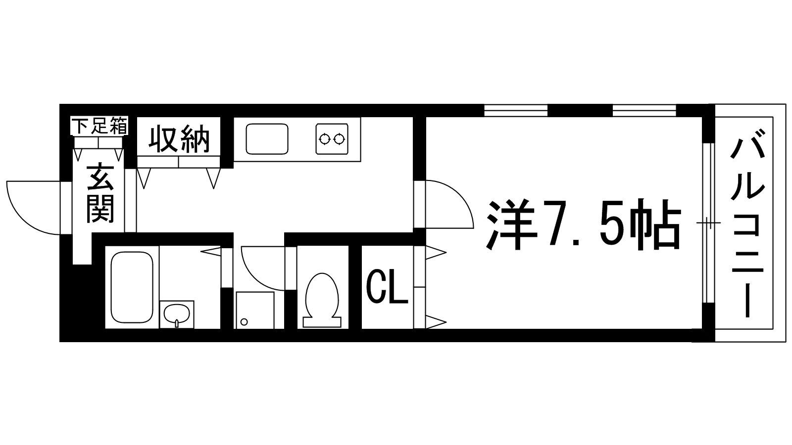 スマート花屋敷(1K/1階)の間取り写真