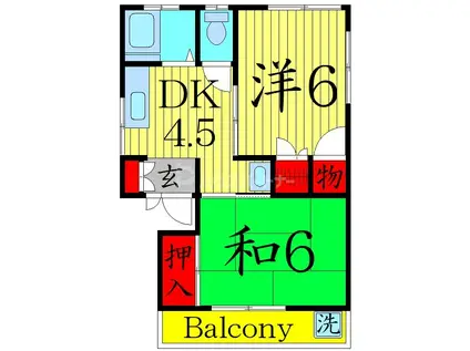 SDアパート(2DK/2階)の間取り写真