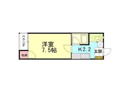 リバーサイドヒルズ(1K/2階)の間取り写真