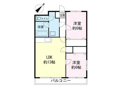 メゾンデンベイΑ(2LDK/3階)の間取り写真