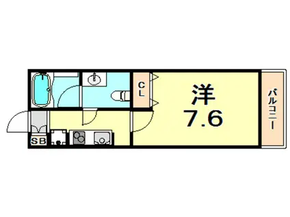 インベスト神戸AIRFRONT(1K/8階)の間取り写真