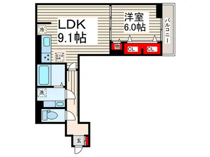 レクシア東葛西I(1LDK/1階)の間取り写真