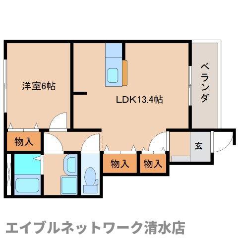 ルビコンドゥーエ(1LDK/1階)の間取り写真