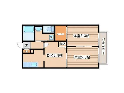 ラフィーネ中山(2DK/1階)の間取り写真