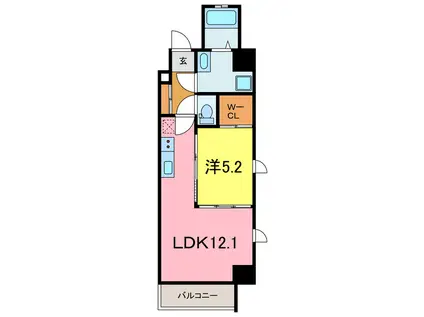 プロシード新安城(1LDK/1階)の間取り写真