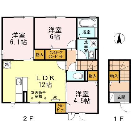 ヴィオーラ旭町(3LDK/2階)の間取り写真