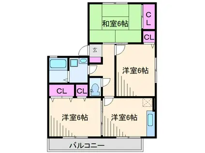 コーエイ・ラポール日吉弐番館(3DK/1階)の間取り写真
