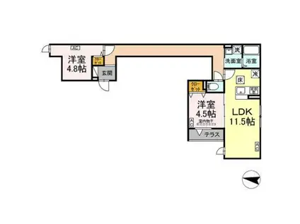 グラナーデ西亀有(2LDK/1階)の間取り写真