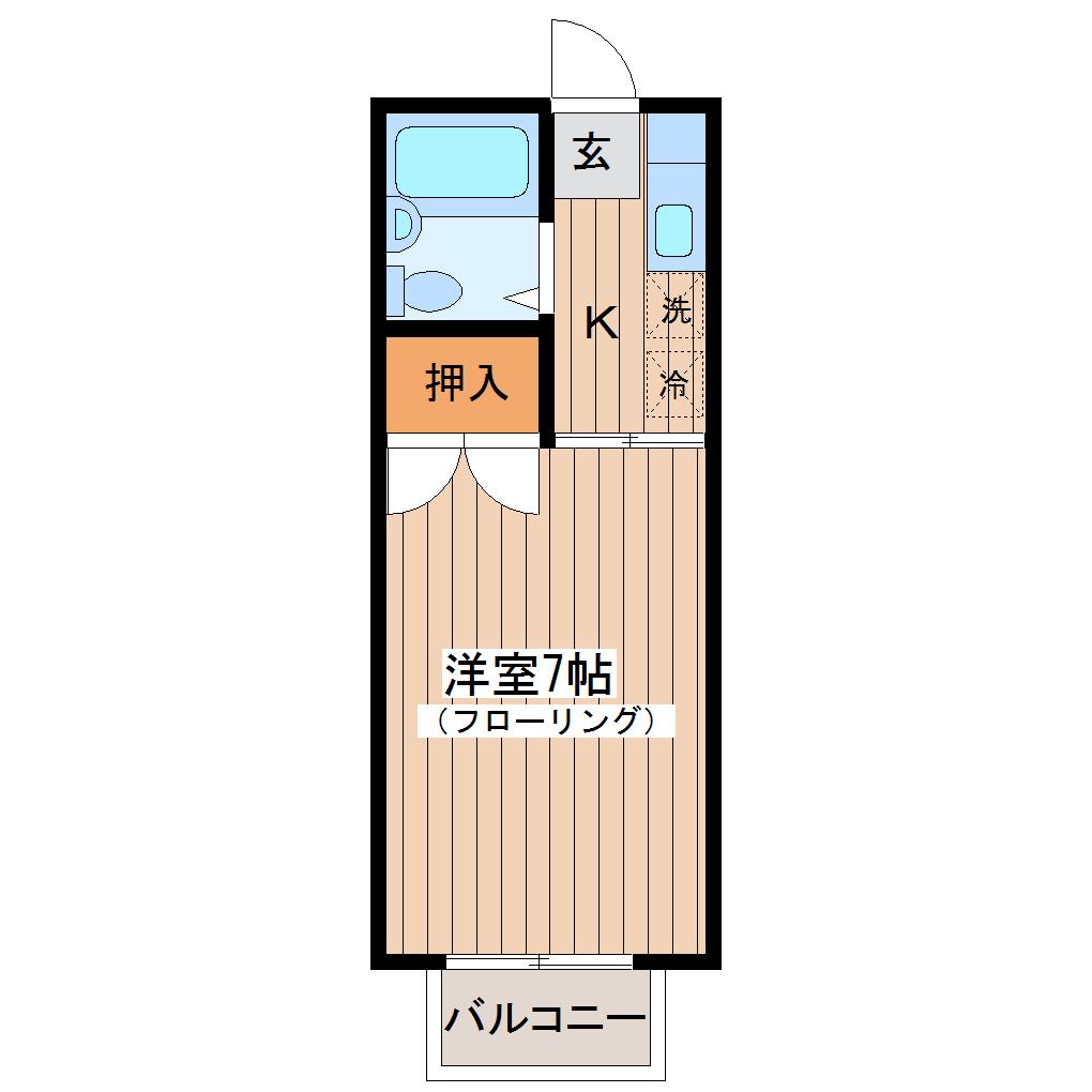 アーリースロープヤワタ(1K/2階)の間取り写真