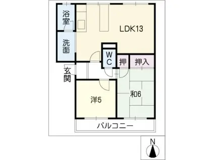 エクセル太田(2LDK/1階)の間取り写真