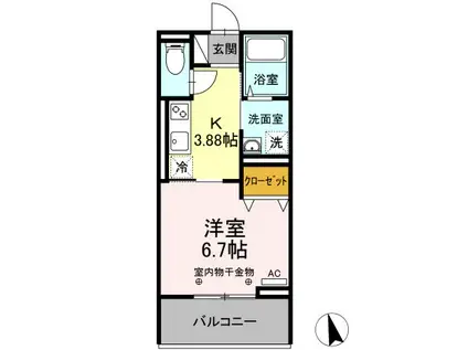 ガナール(1K/1階)の間取り写真