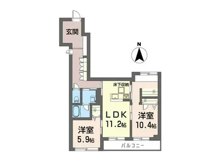 シャーメゾン オウル(2LDK/2階)の間取り写真