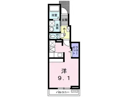 DREAM島崎(ワンルーム/1階)の間取り写真