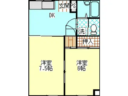横尾ハイツ(2DK/2階)の間取り写真