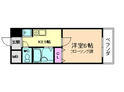 トーリエユタカ(1K/4階)の間取り写真