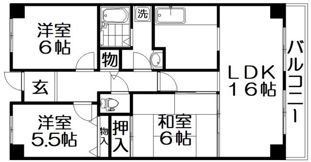 PHOENIX COURT 交野II(3LDK/1階)の間取り写真