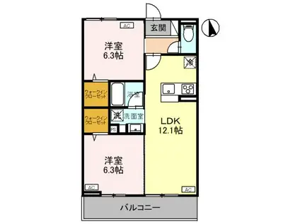 CLASSEUM元今泉(2LDK/3階)の間取り写真