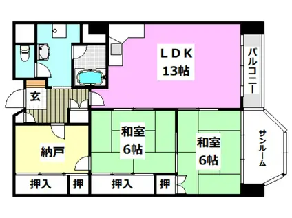 ホワイトハウス穂積(3LDK/6階)の間取り写真