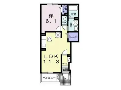 グローリア(1LDK/1階)の間取り写真