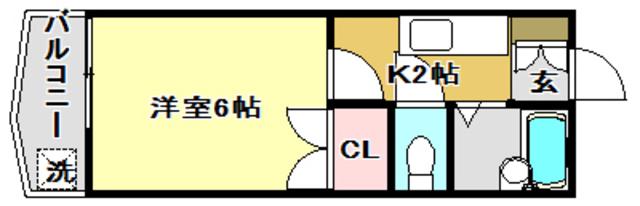 スカイプラザ新田(1K/7階)の間取り写真