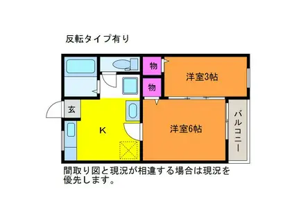 グラントム新和III(2K/2階)の間取り写真