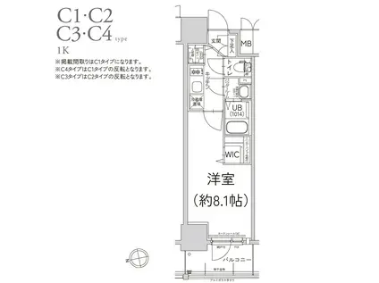 エスリード今池ルミナス(1K/12階)の間取り写真