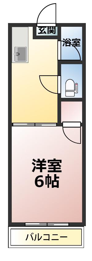 クレセント(1K/2階)の間取り写真