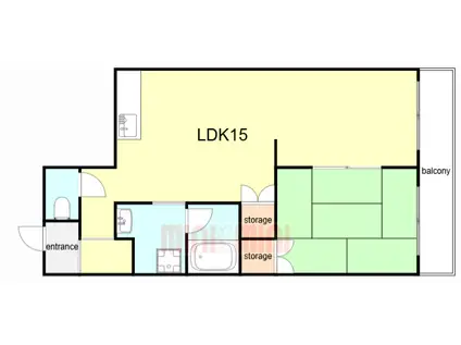 湊川パークハイツ(1LDK/8階)の間取り写真