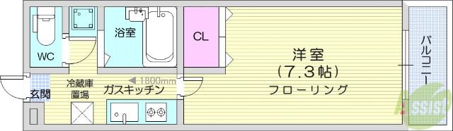 アルクラーラみずほ台(1K/2階)の間取り写真