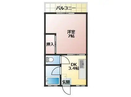 ホワイトパレス(1K/1階)の間取り写真