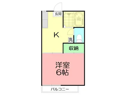 聚楽ハイツF(1K/2階)の間取り写真
