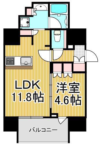 ザ・パークハビオ北千住(1LDK/8階)の間取り写真
