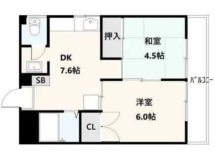 永原ビル(2DK/3階)の間取り写真