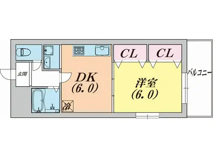 パルメゾン北町(1DK/3階)の間取り写真