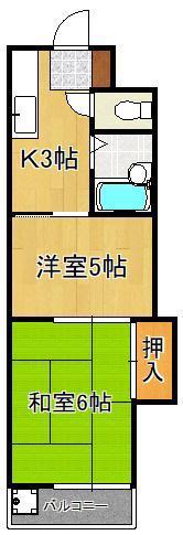 アベニュー筒井(2K/2階)の間取り写真
