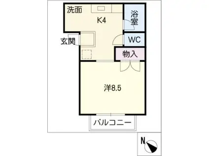 コーポ花ノ木(1K/2階)の間取り写真