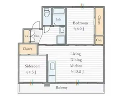 SKYCRESTながい2号棟(2LDK/1階)の間取り写真