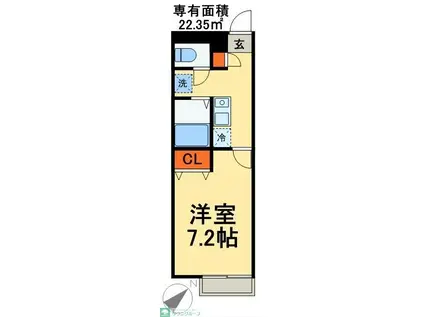 アムール エチゴ(1K/2階)の間取り写真