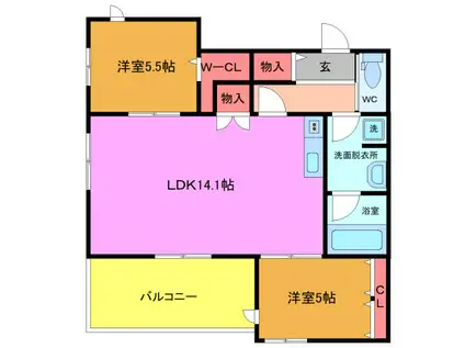 プランドール南流山(2LDK/3階)の間取り写真