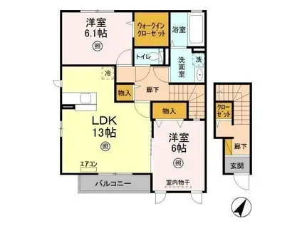 ボヌールA(2LDK/2階)の間取り写真
