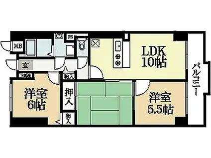 ラポート小林(3LDK/3階)の間取り写真