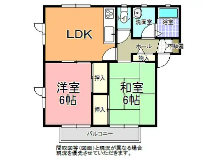 レイクヒル千波舟付(2LDK/1階)の間取り写真