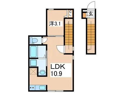 ラ・メゾンKH(1LDK/2階)の間取り写真