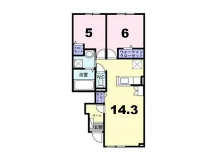 ソレイユ グラス A(2LDK/1階)の間取り写真