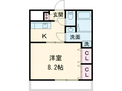 ピアーチェII(1K/1階)の間取り写真