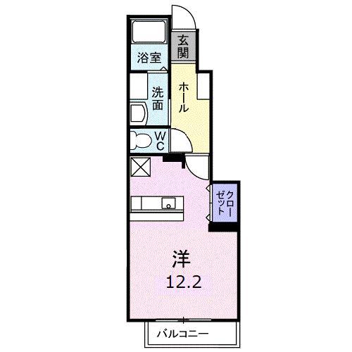 ハイツコンチェルトB(ワンルーム/1階)の間取り写真