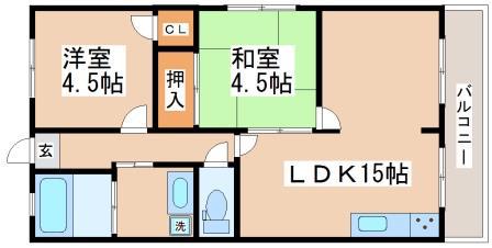 リバーサイドハイツ(2LDK/2階)の間取り写真