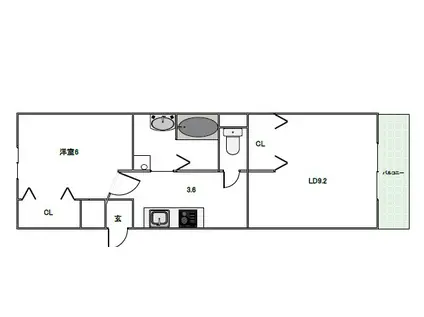 コーポ奥村(1LDK/1階)の間取り写真