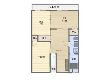 カーサつるみ(3DK/5階)の間取り写真